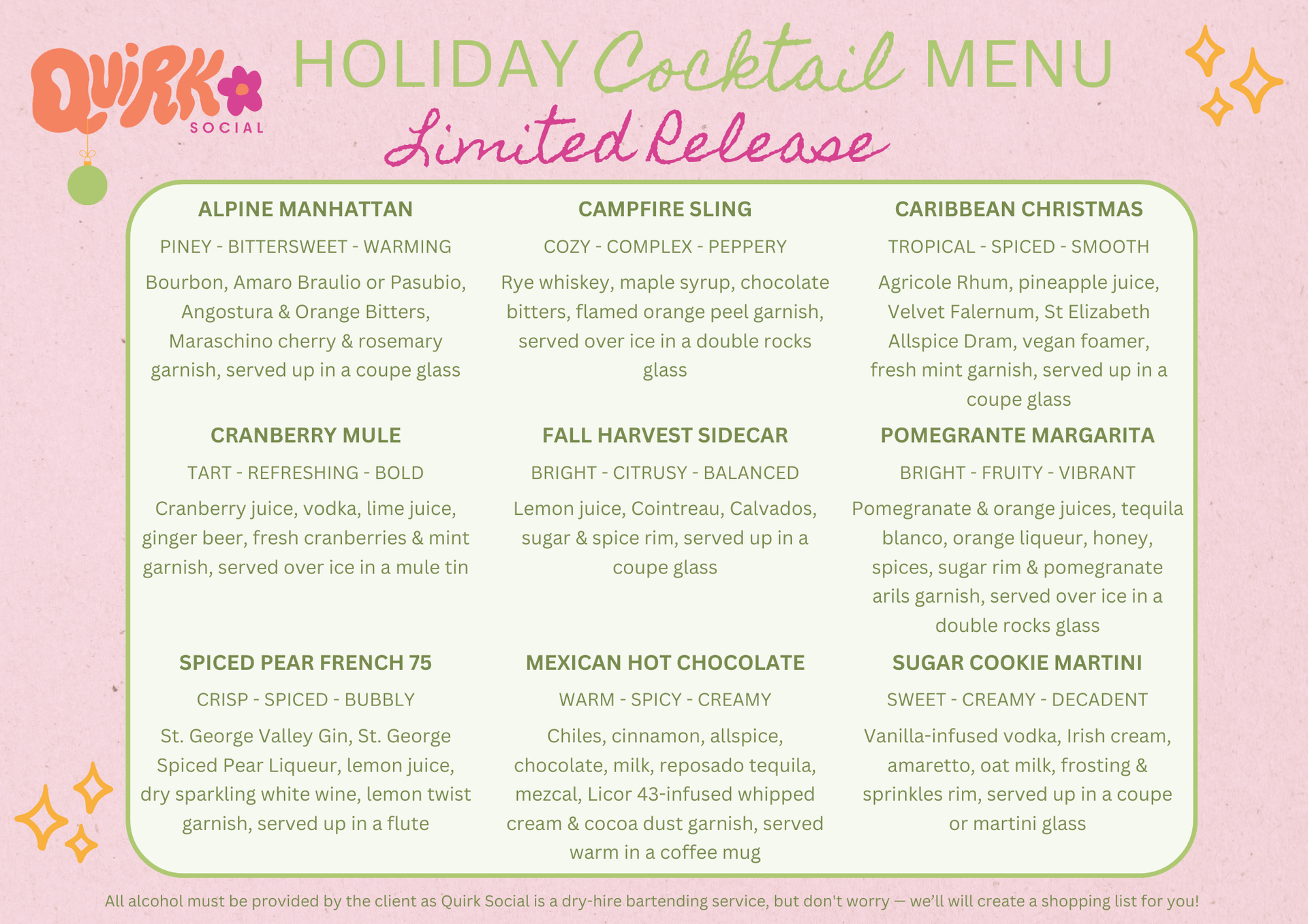 Holiday Menu Limited Release