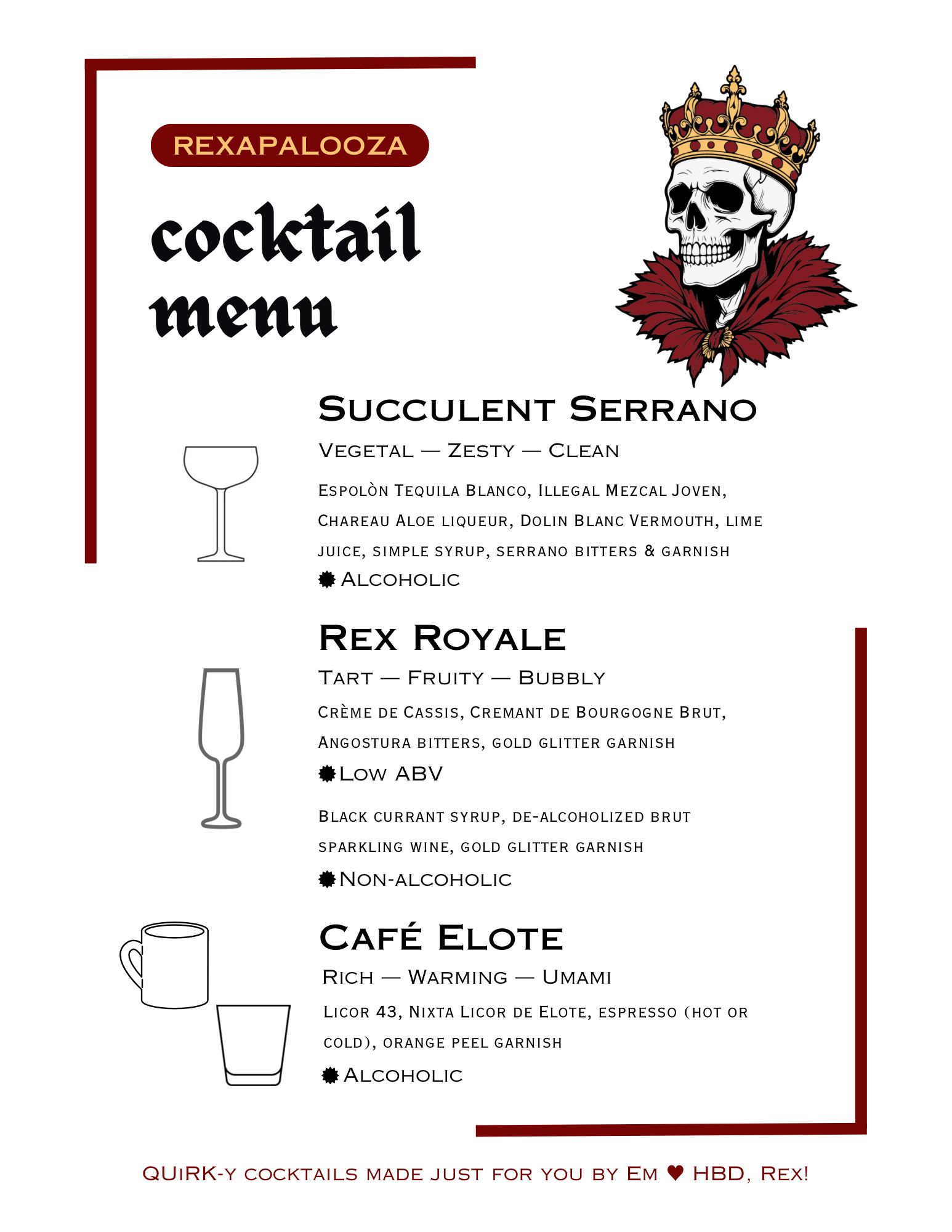 Rexapalooza Cocktail Menu