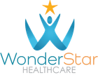 Logo: Blue figure with outstretched arms under a gold star, "WonderStar Healthcare" text below.