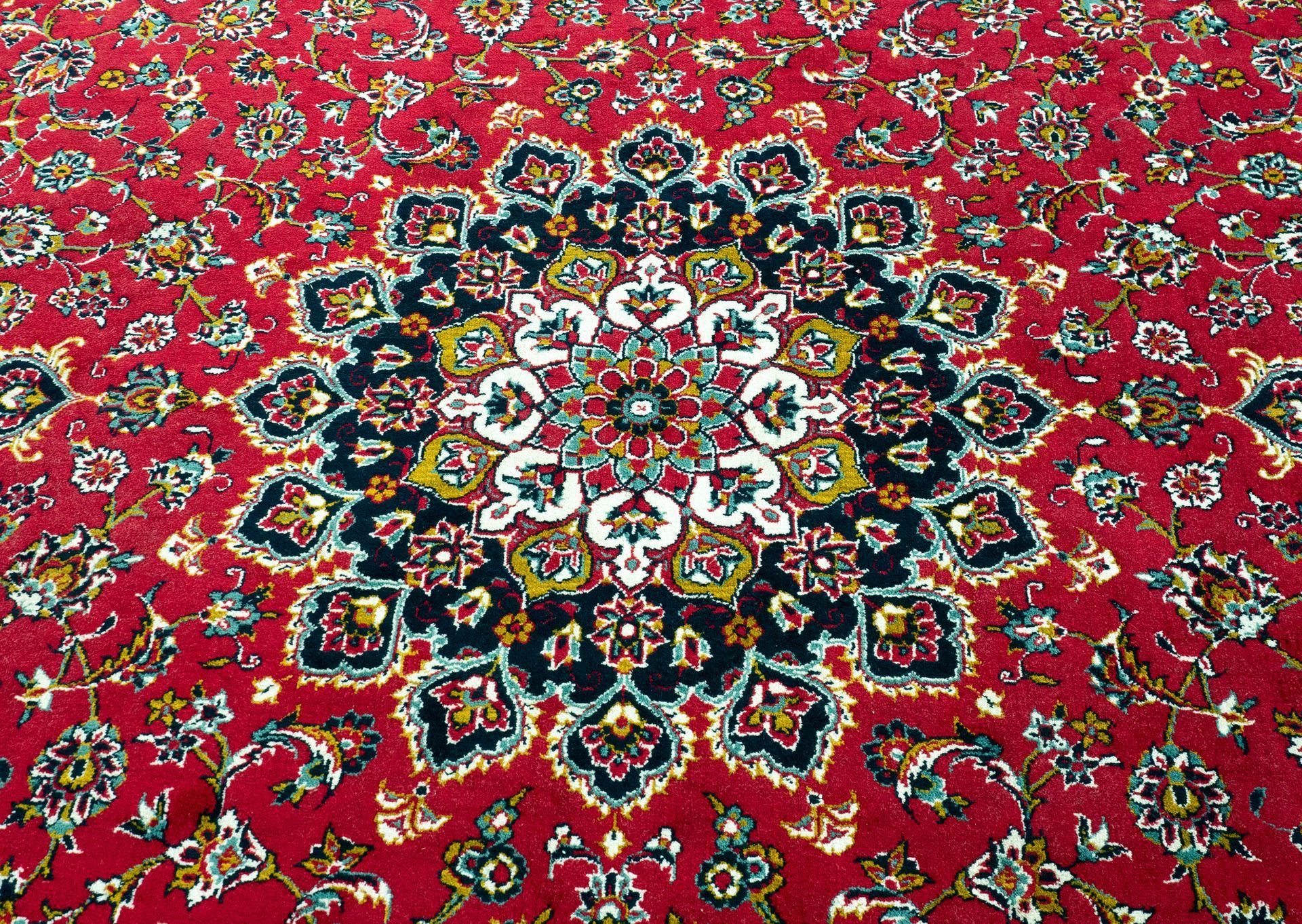 pattern on vintage Persian carpet refined and modernized.