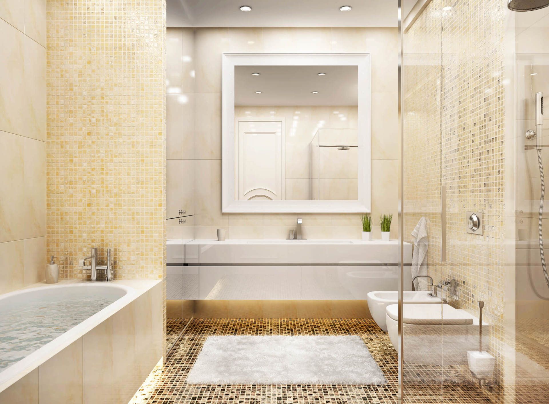 Modern Bathroom Mosaic Interior Design — North Myrtle Beach, SC — Williams Carpet Center