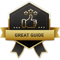 A great guide badge with a thumbs up and stars on it