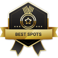 A badge with a medal and a ribbon that says best spots