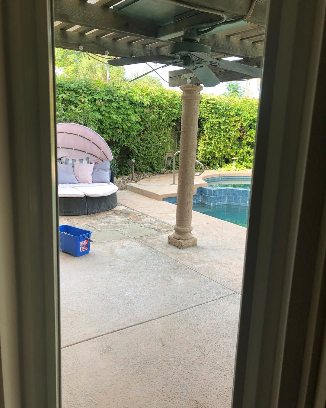 A bathroom with two sinks , a bathtub and a shower.