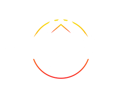 Orange and yellow mountain peak icon within a circle.