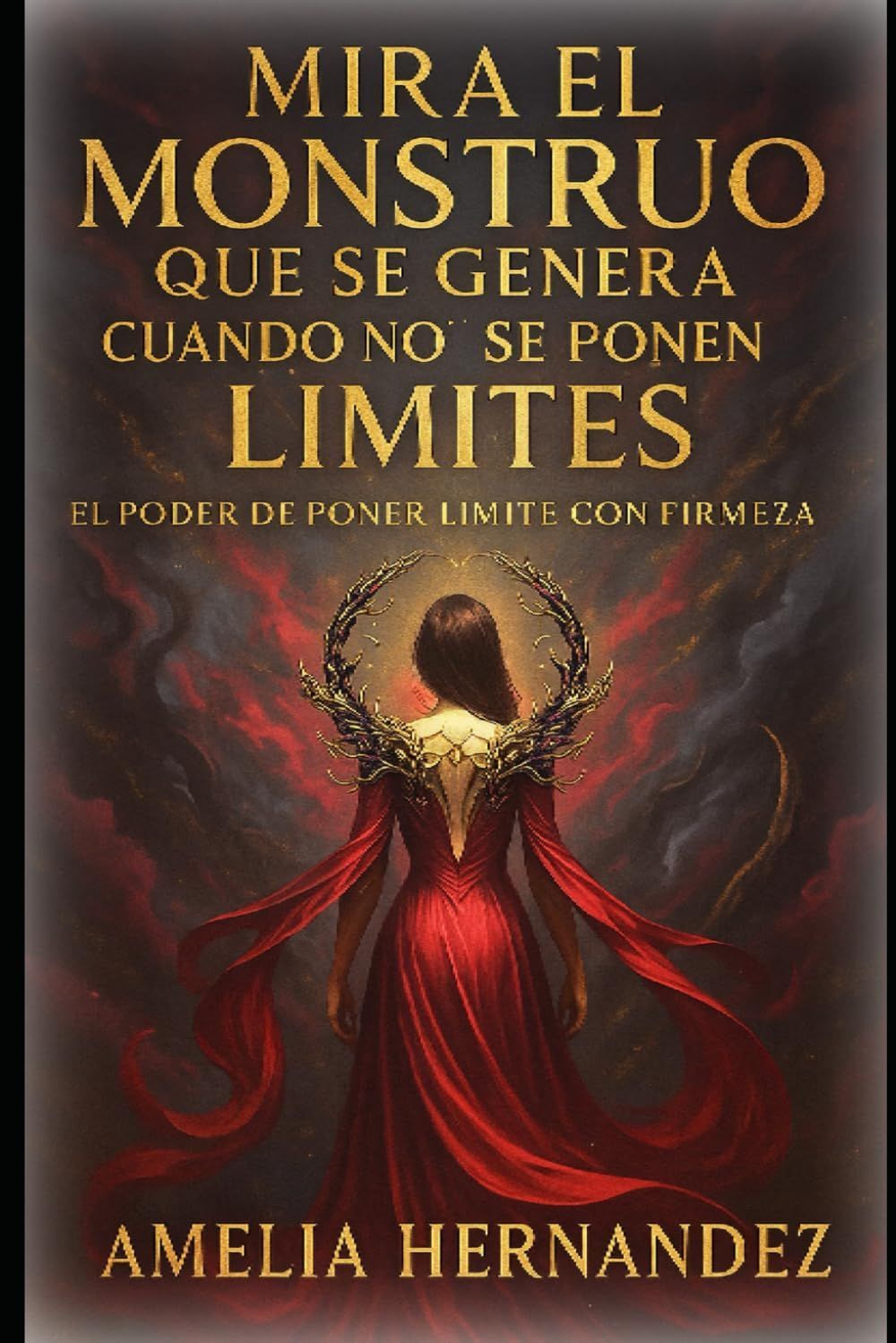 Portada del libro: mujer con vestido rojo con texto, 