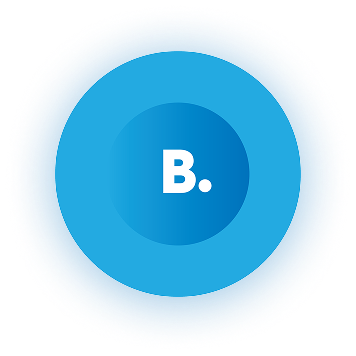 A blue circle with the letter b inside of it.