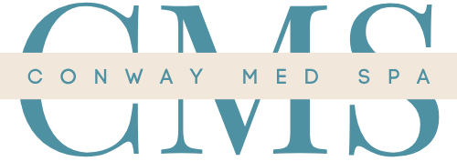 The logo for Conway Med Spa features the teal blue letters 