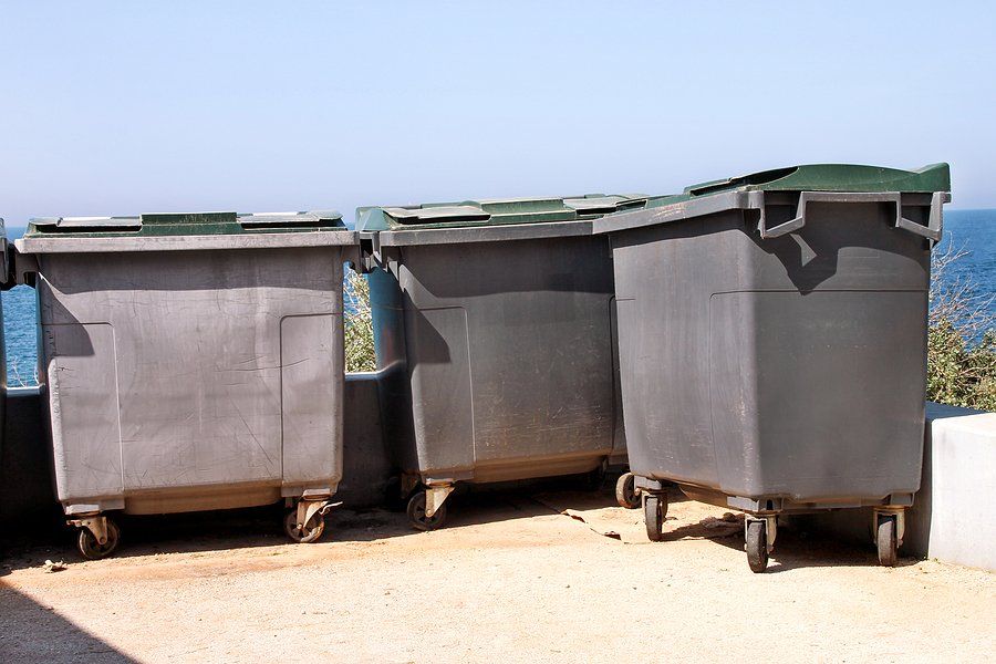 garbage dumpsters near the sea