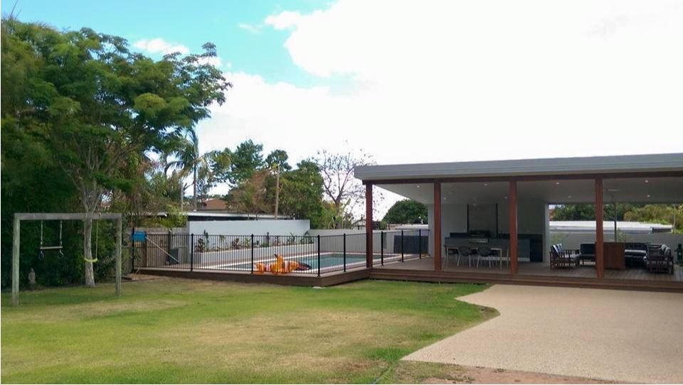 outdoor living area with pool