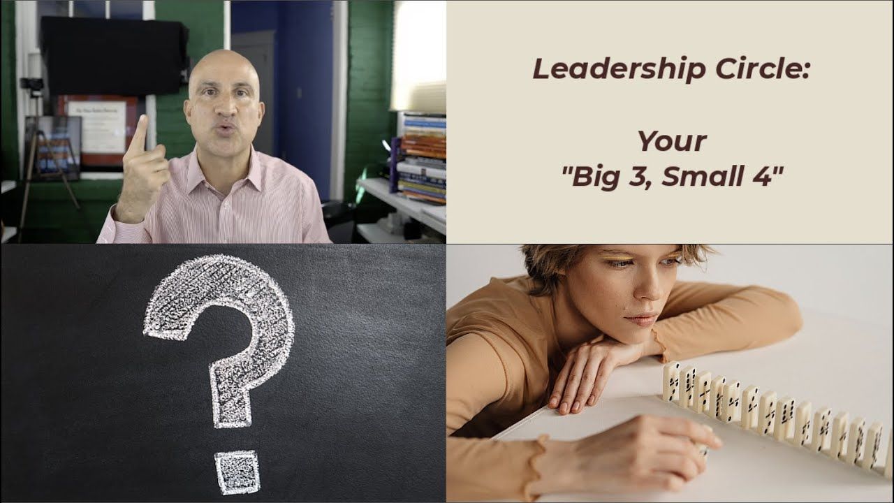 Leadership presentation: man pointing; text: