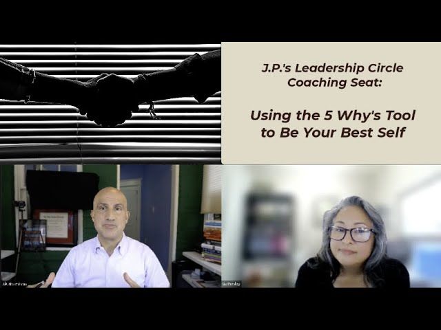 Webinar: Using the 5 Whys tool to be your best self. Two people in separate video screens, with a title card.