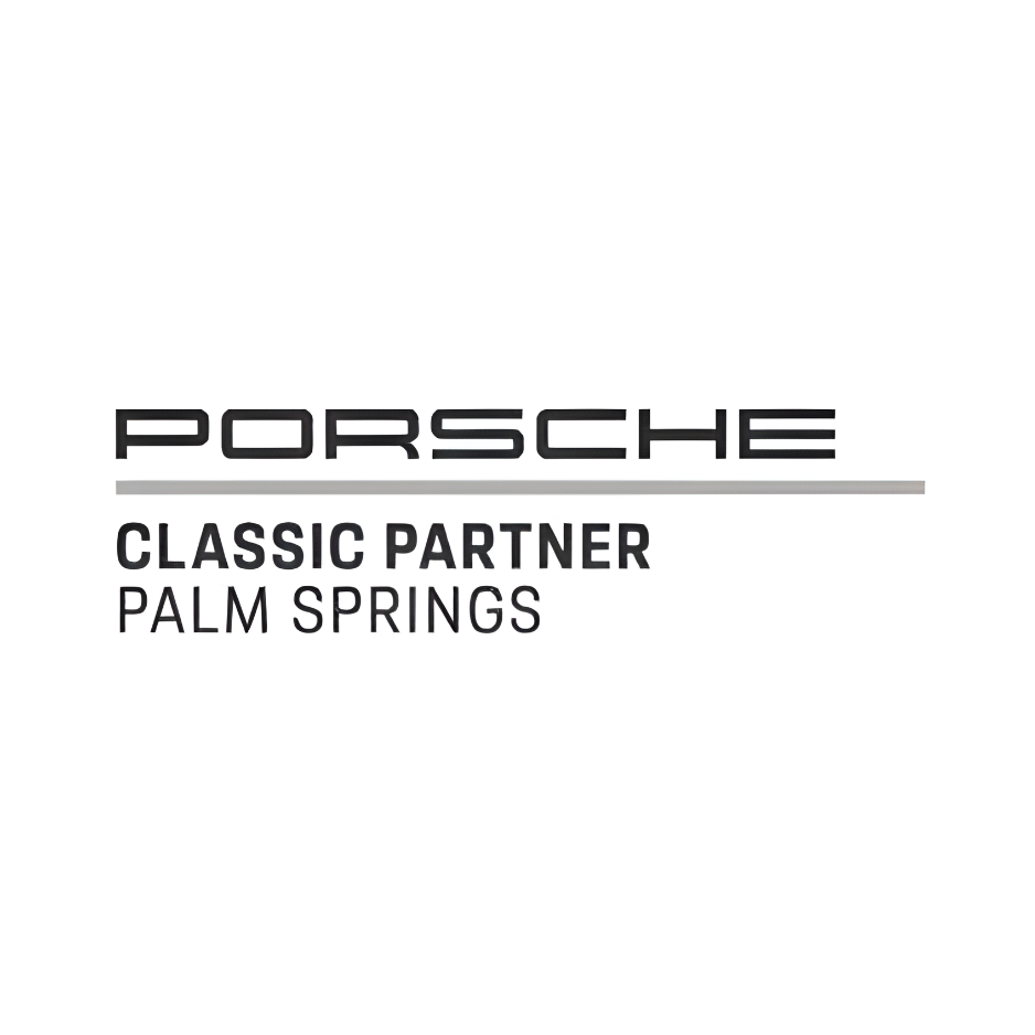 Black and white logo: silhouette of a coastal city with palm trees, lighthouse, and waves against a circular background.