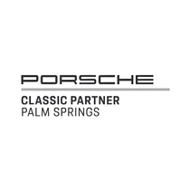 Black and white logo: silhouette of a coastal city with palm trees, lighthouse, and waves against a circular background.