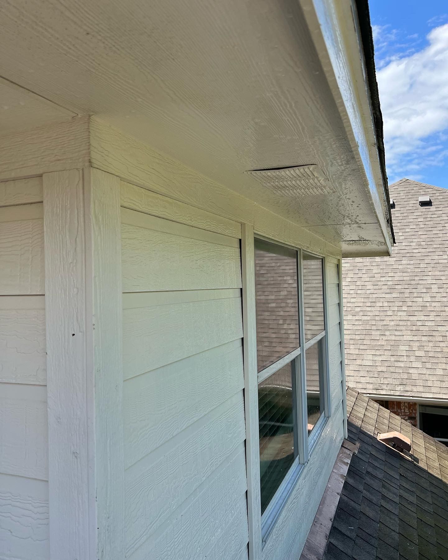 Exterior close up of the window on the side of the house.