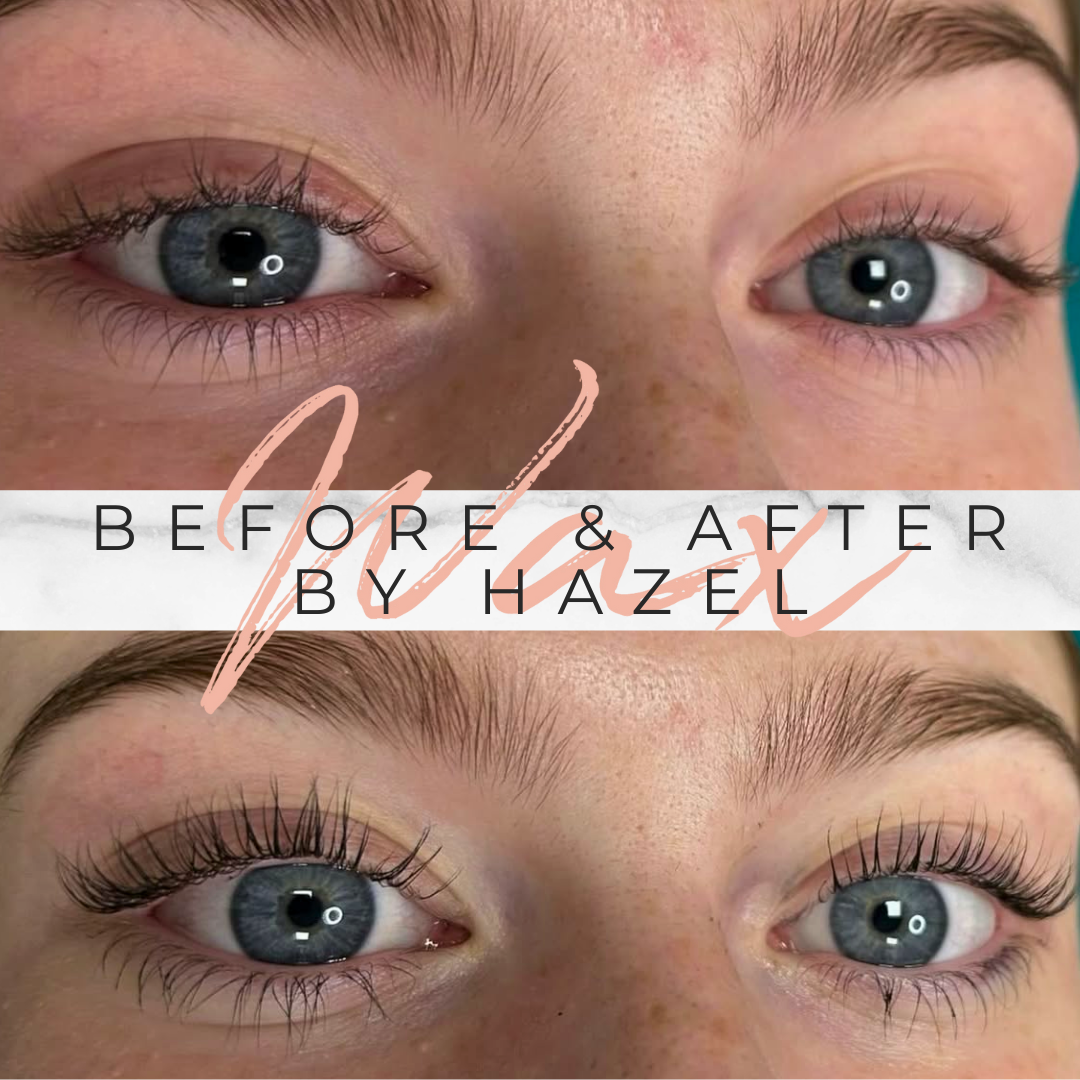 A before and after picture of a woman 's eyebrows.