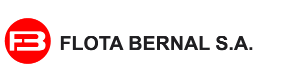 Logotipo de FLOTA BERNAL SA con icono circular rojo y texto negro con el nombre de la empresa sobre fondo blanco.