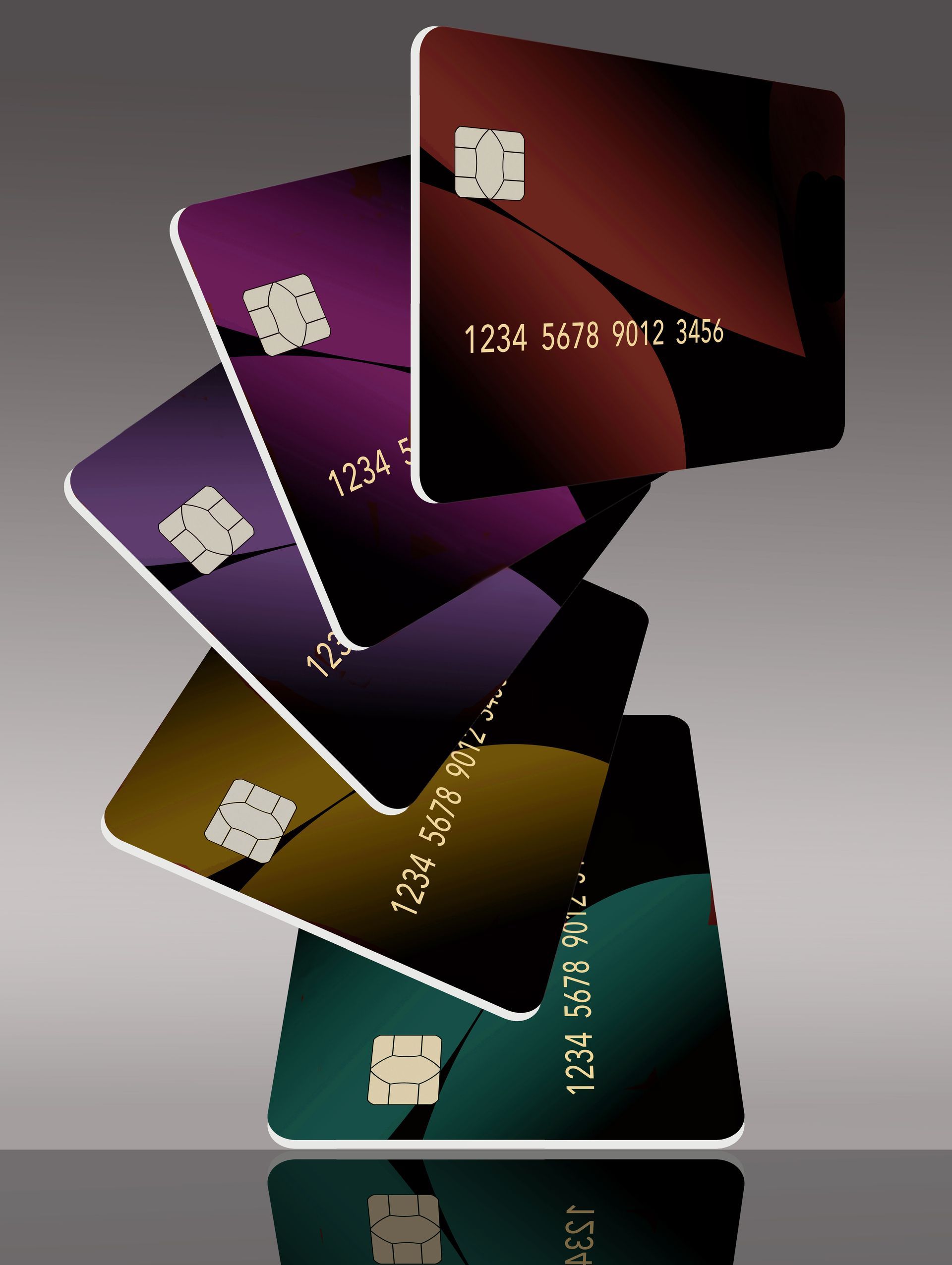 Stack of colorful credit cards.