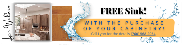a sign that says free sink with the purchase of your cabinetry