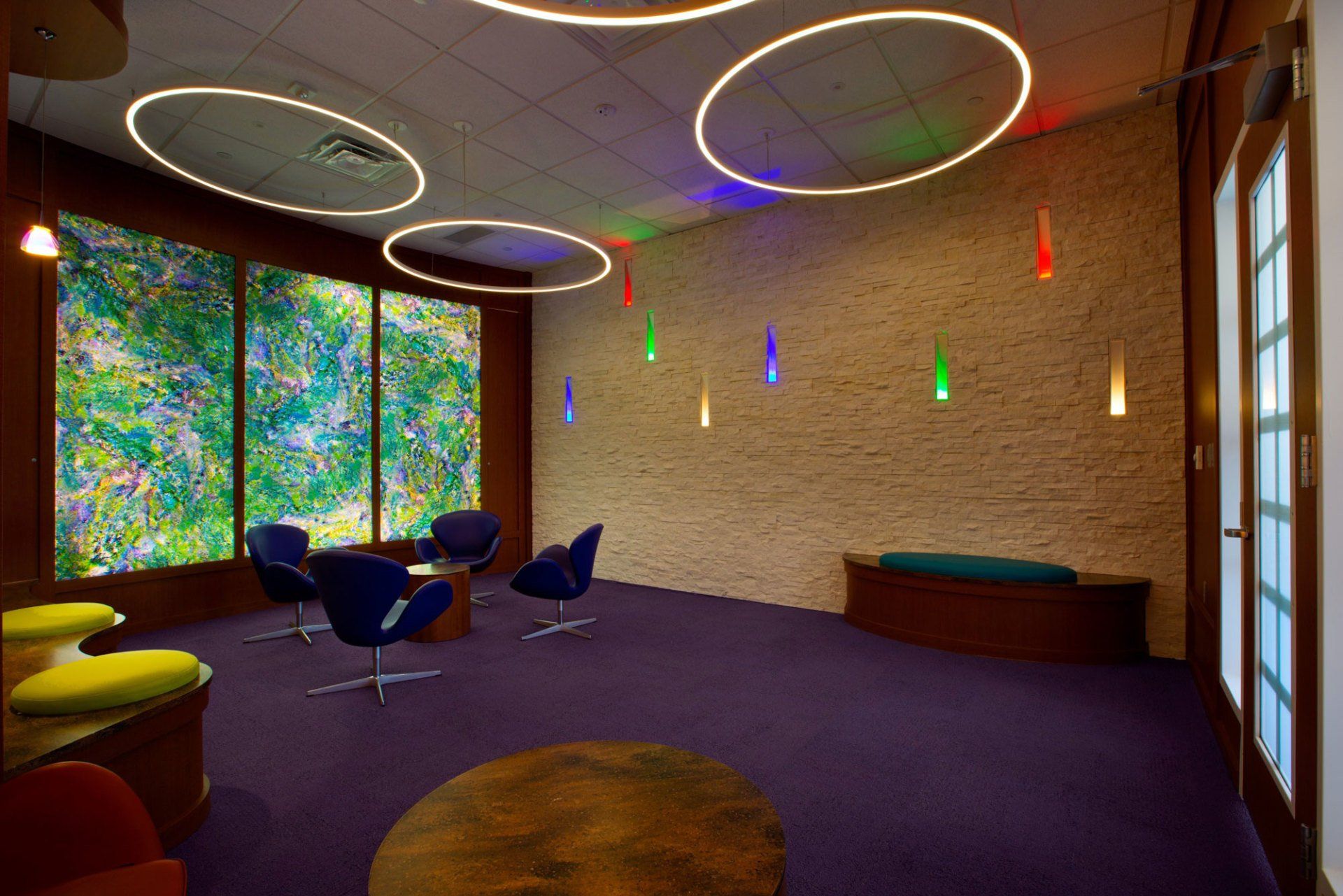 meditation room with lights