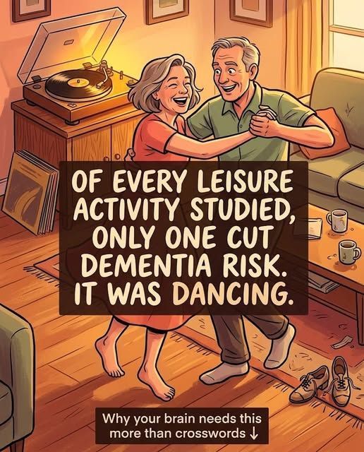 Older adults dancing together in a joyful social setting to support brain health, memory, and dement