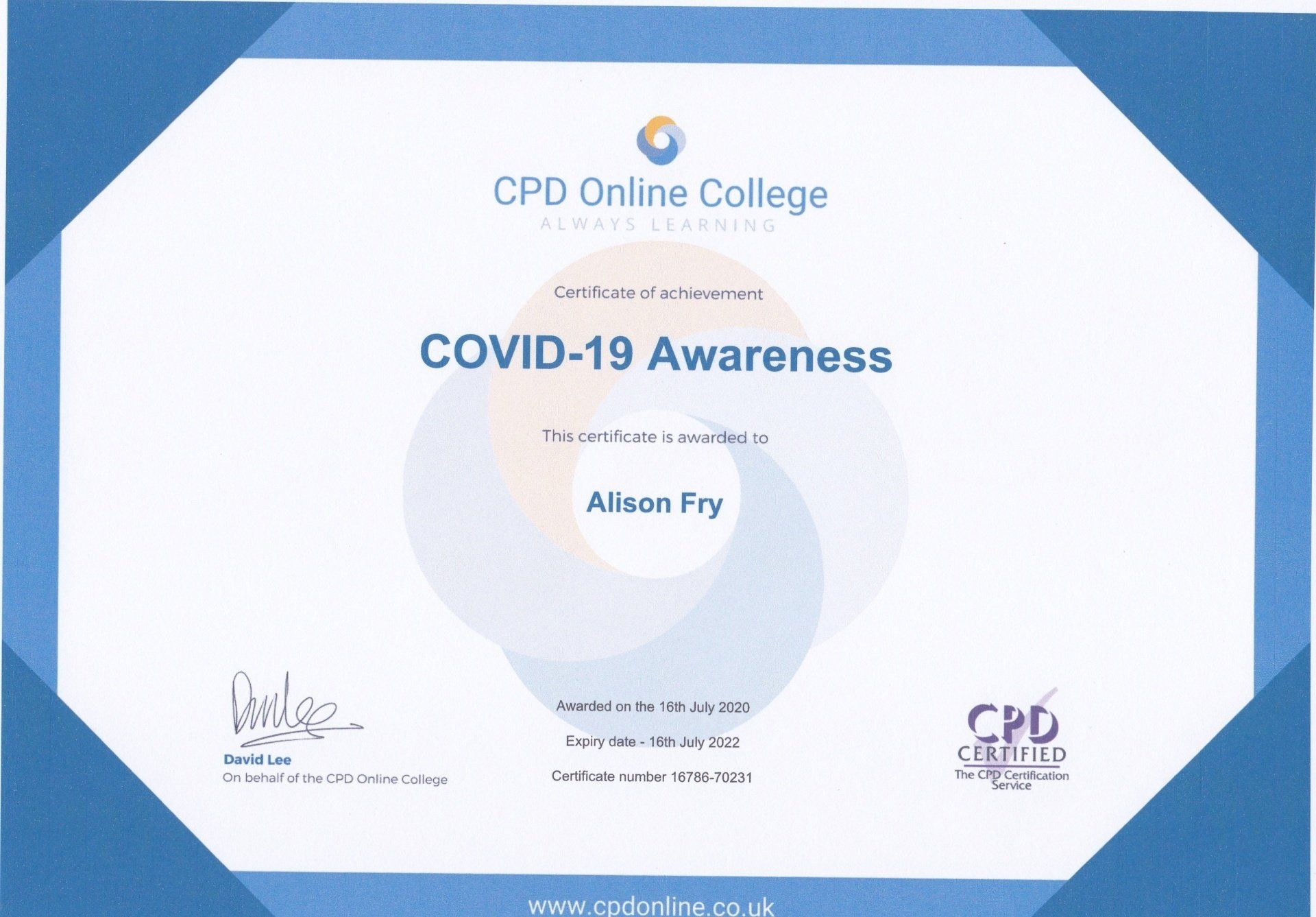 COVID-19 Awareness - 16th July 2020