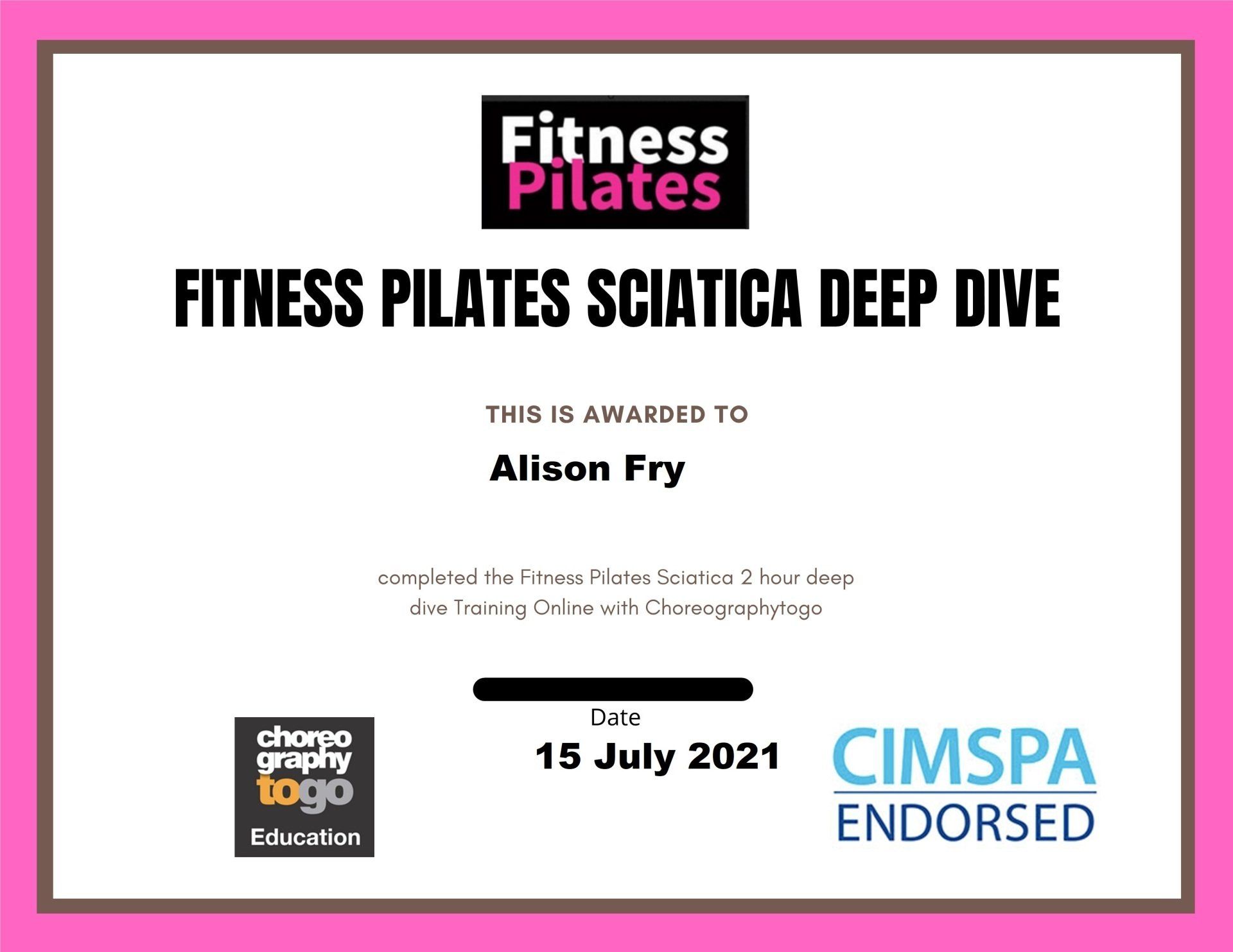 Fitness Pilates Sciatica Deep Dive Certification  - 15th July 2021