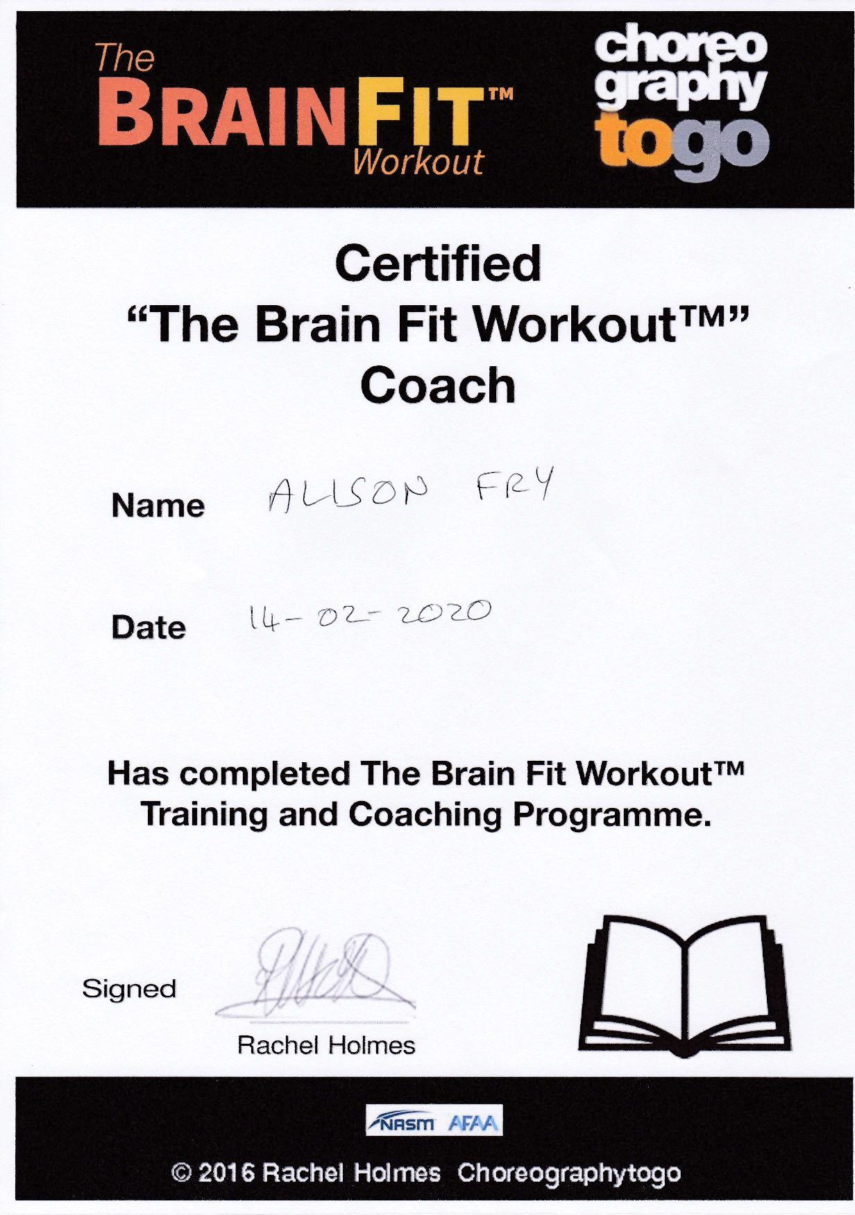 Fitness Pilates Brain Fit Workout Certification - 14th February 2020