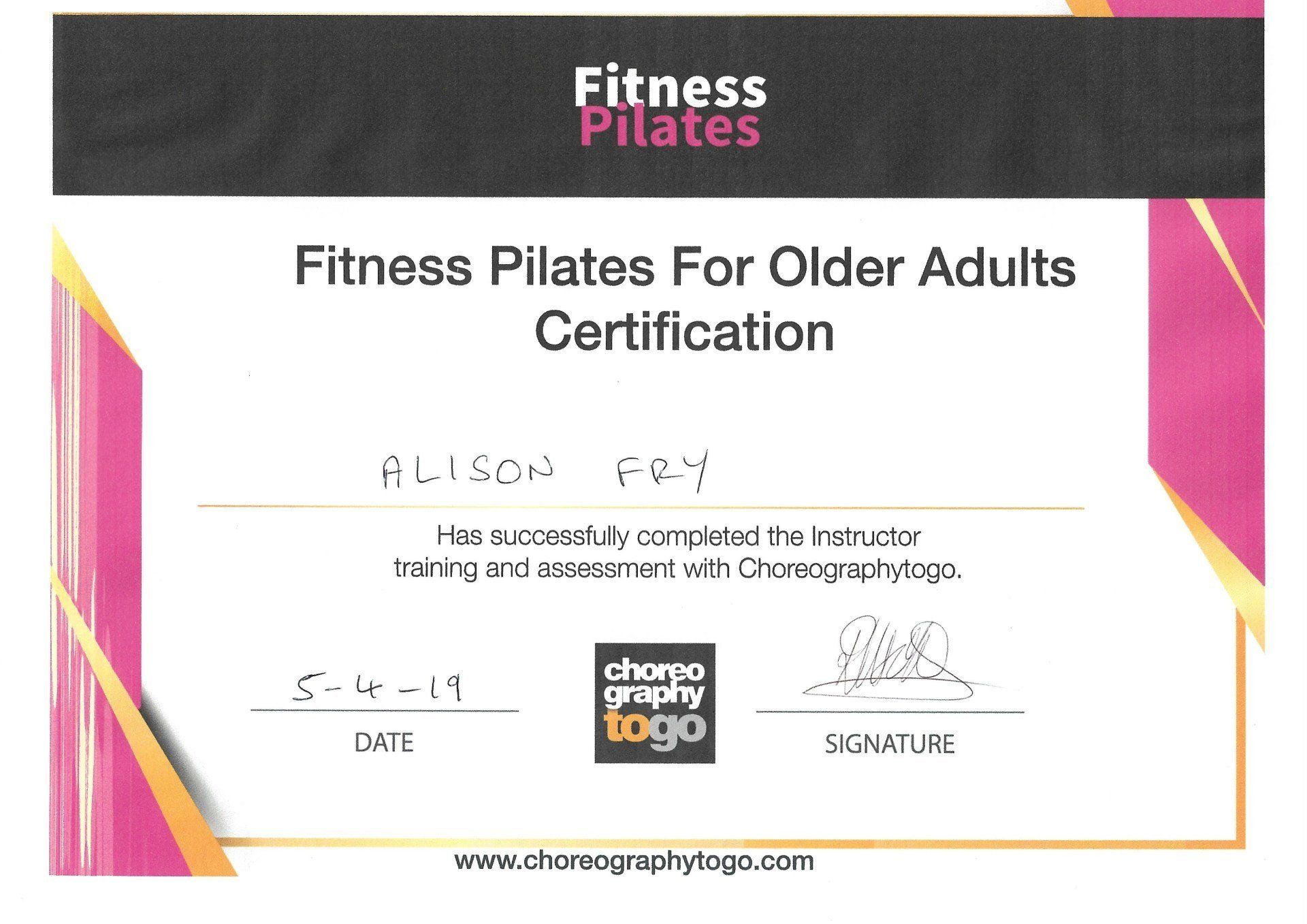Fitness Pilates for Older Adults Certification - 5th April 2019
