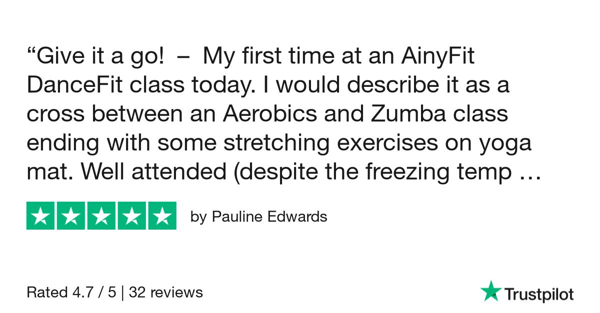 New five-star review received for AinyFit's DanceFIT class at Marchwood on a Wednesday morning