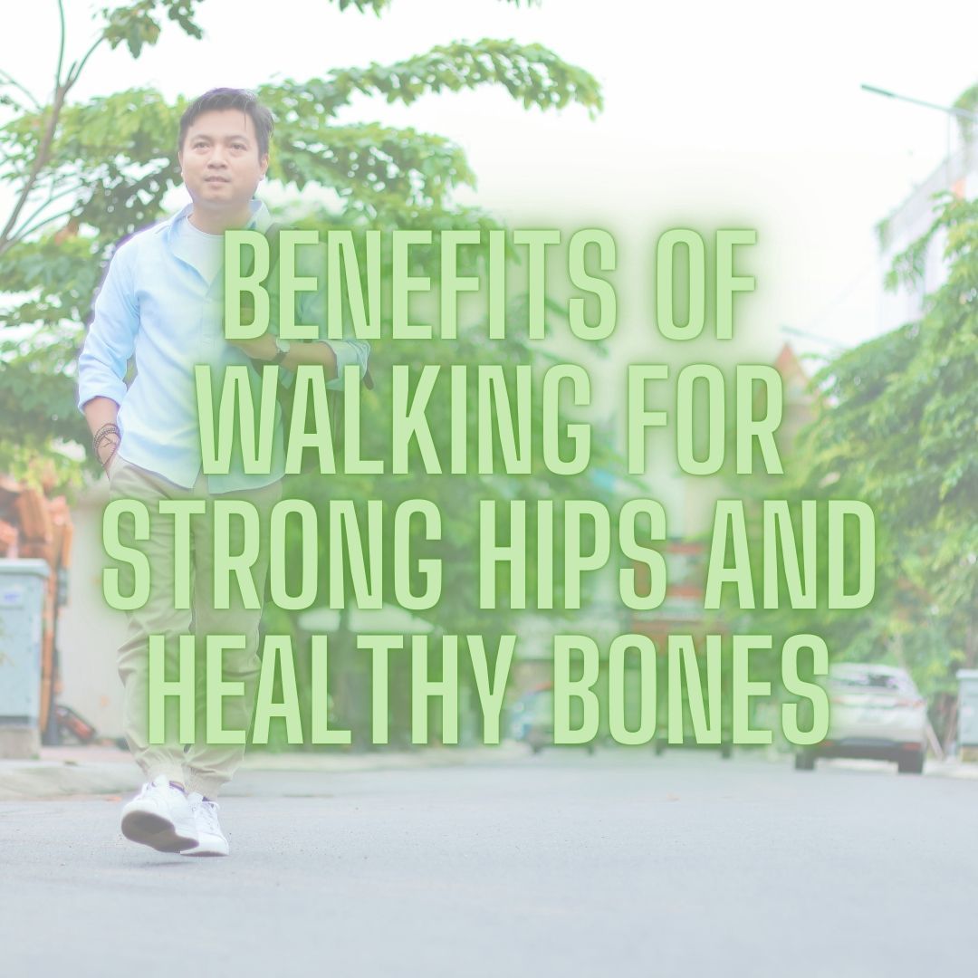 Person walking uphill outdoors to improve hip strength and bone density through weight-bearing exercise.