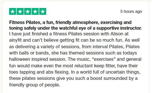 Fitness Pilates, a fun, friendly atmosphere, exercising and toning safely under the watchful eye of a supportive instructor.