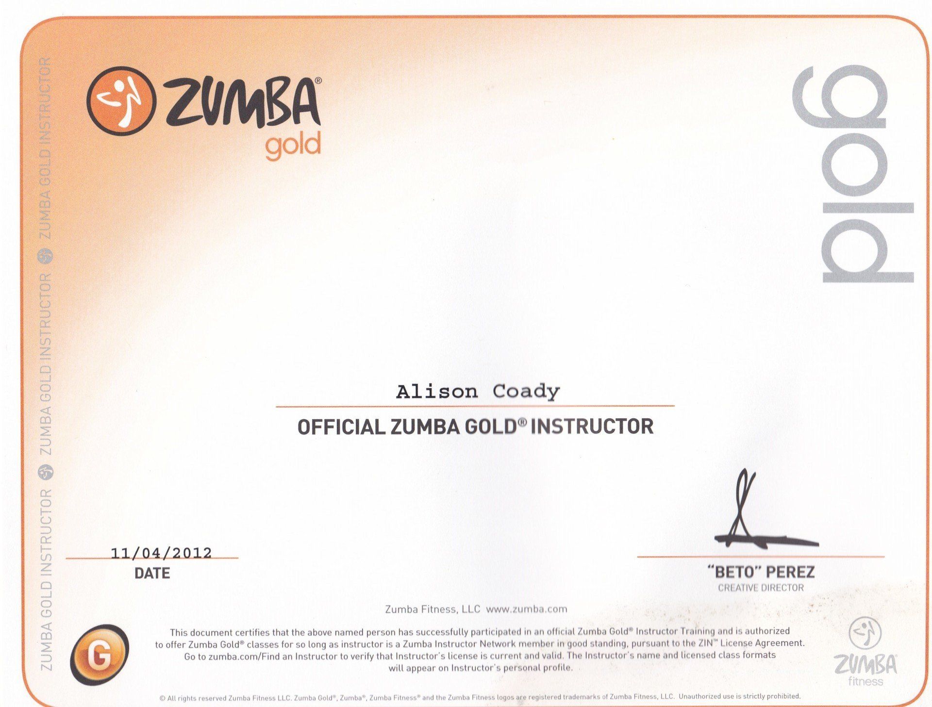 Zumba Gold Certification - 11th April 2012