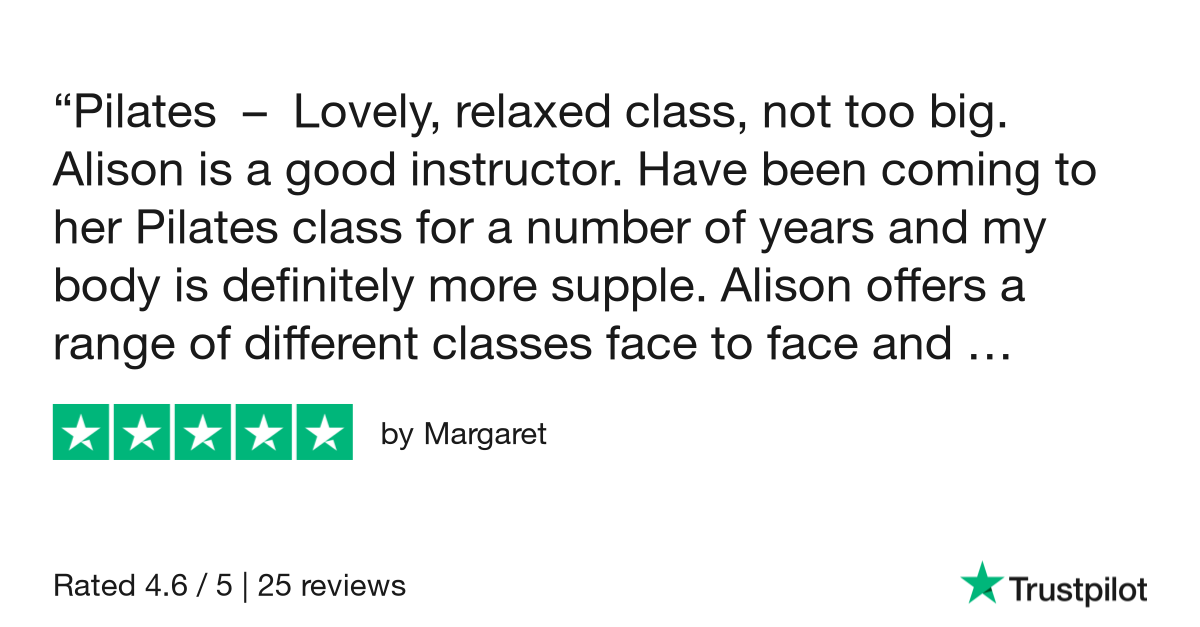 A lovely review received from a member of our Wednesday evening Fitness PILATES class