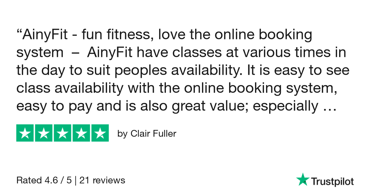 A great review for AinyFit Ltd received from one of our Fitness PILATES members.