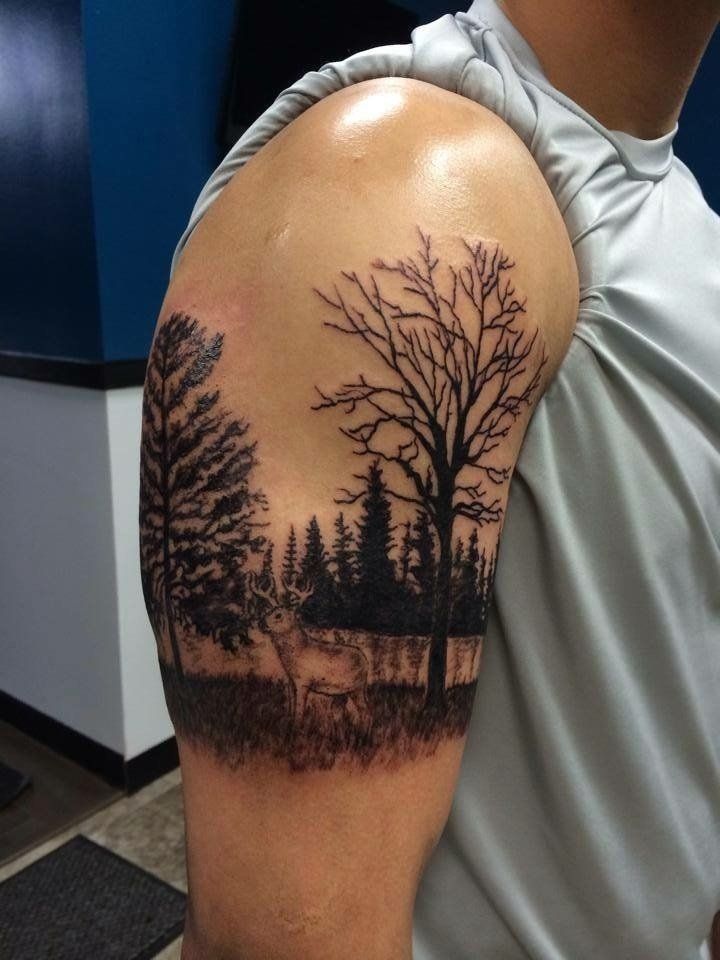 Deer On Forest Tattoo — Aurora, CO — Lady Luck Tattoo