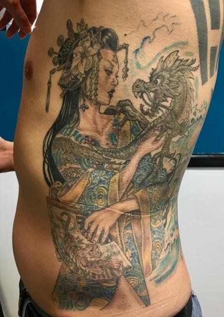 Geisha With Dragon Tattoo — Aurora, CO — Lady Luck Tattoo