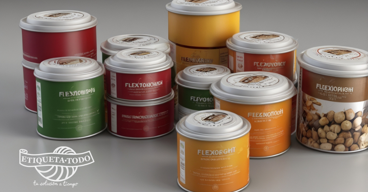 varios botes de botanas con etiquetas verdes, amarillos y rojos