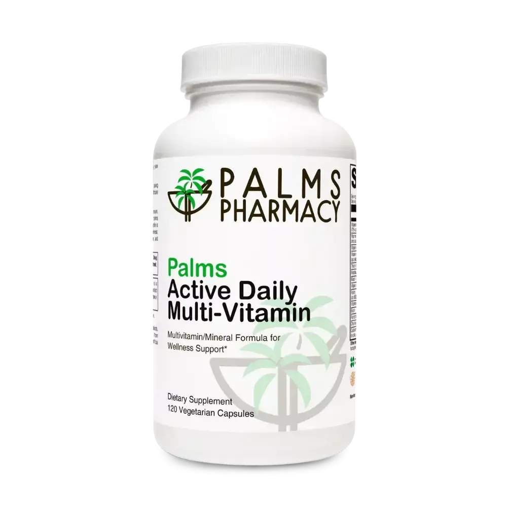 A bottle of palms pharmacy active daily multi-vitamin