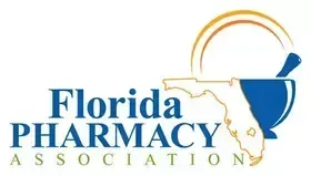 A logo for the florida pharmacy association with a mortar and pestle