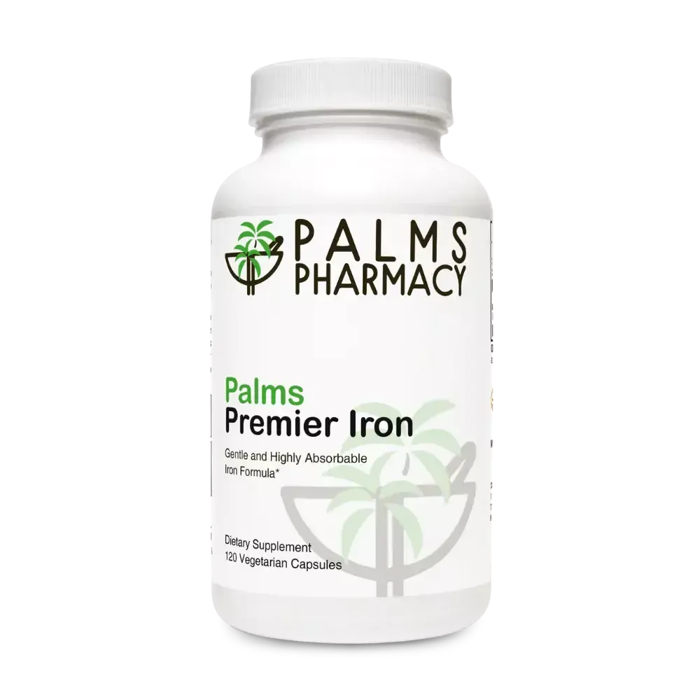 A bottle of palms premier iron from palms pharmacy
