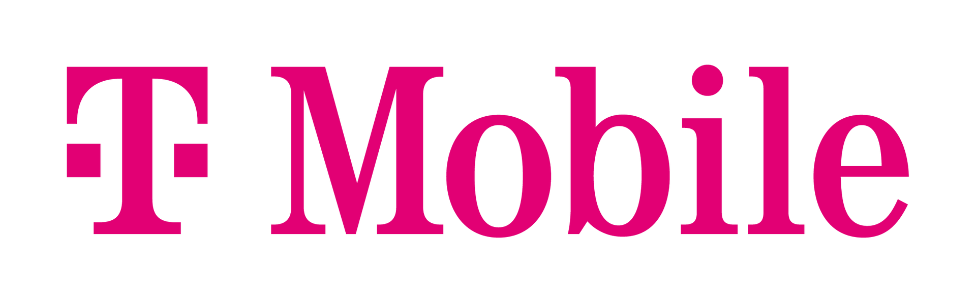 The t mobile logo is pink and white on a white background.