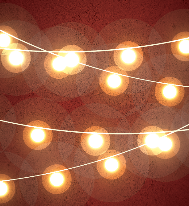 A string of lights on a red background