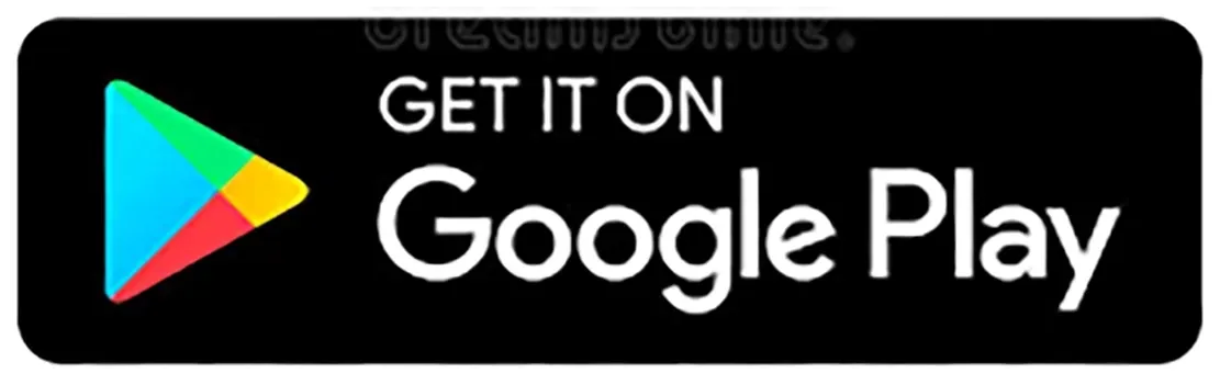 A google play button on a white background.