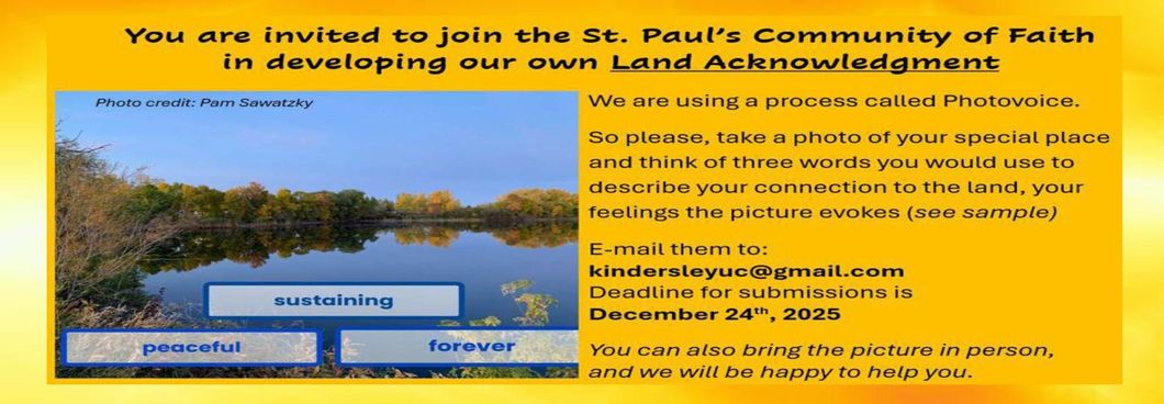 Graphic that reads: “St. Paul’s Kindersley has a Facebook page! Come on over and give us a like.”