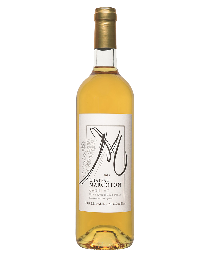 Une bouteille de vin avec la lettre m sur l'étiquette