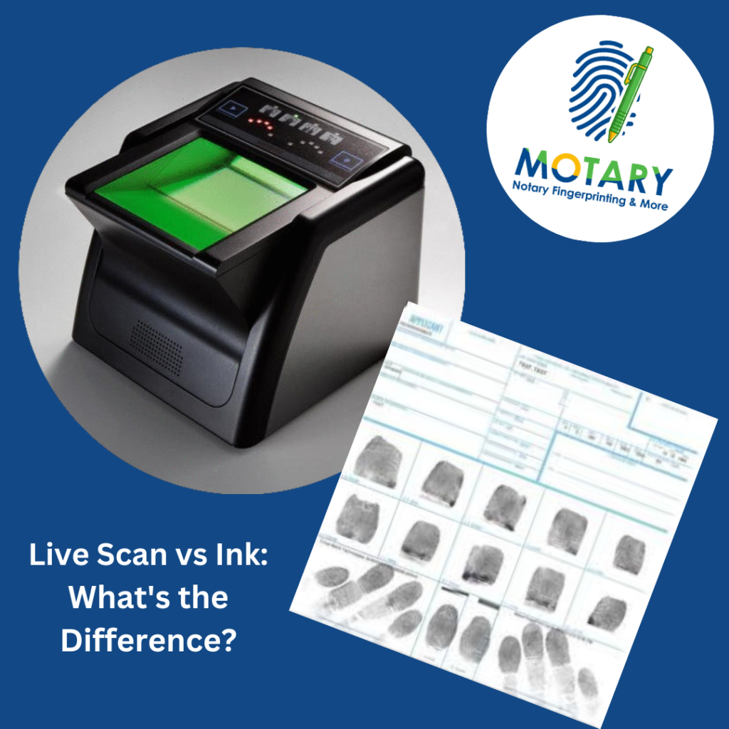 Live scan and Ink Fingerprinting in Charleston, SC
