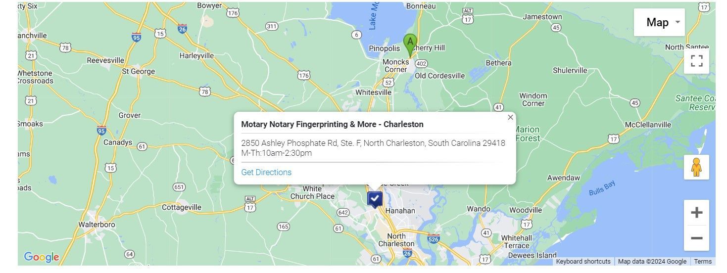 Local Charleston South Carolina, Notary Public & Fingerprinting Services