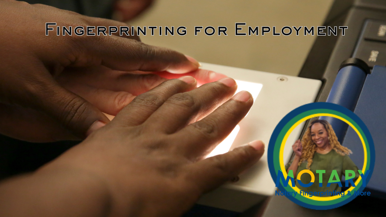 A person is getting their fingerprints printed for employment