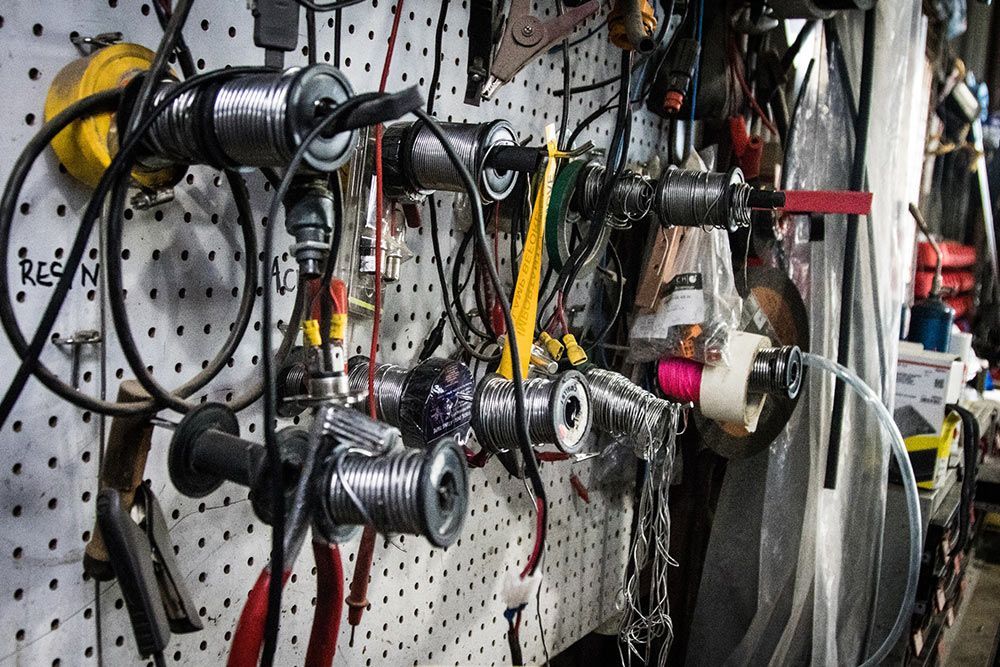 Wires and cables hanging on the workshop wall — Auto Electrical & Air Conditioning in Tamworth, NSW